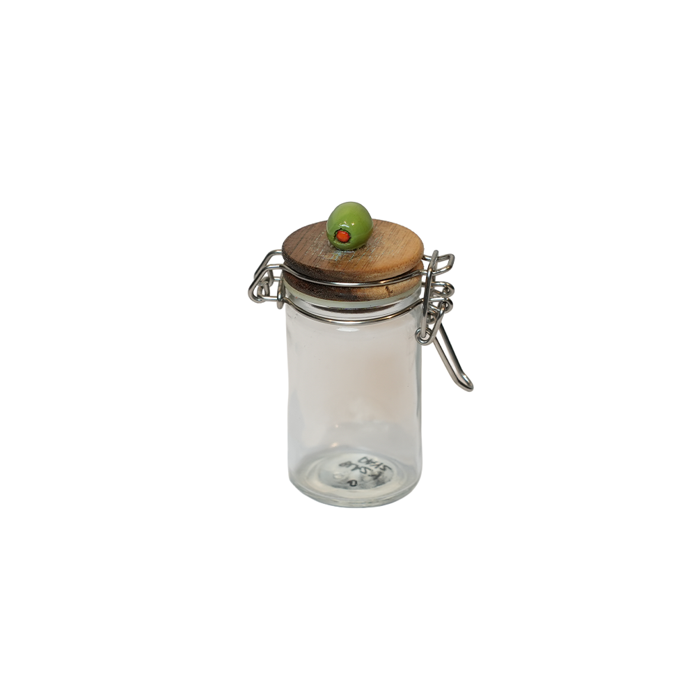Glass Jar with Clay Figure