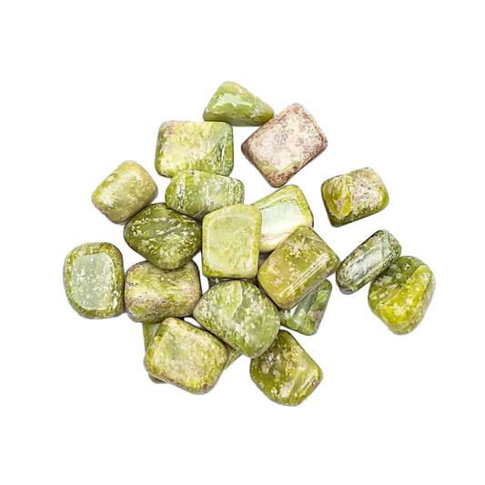 Yellow serpentine tumbled stone A quality