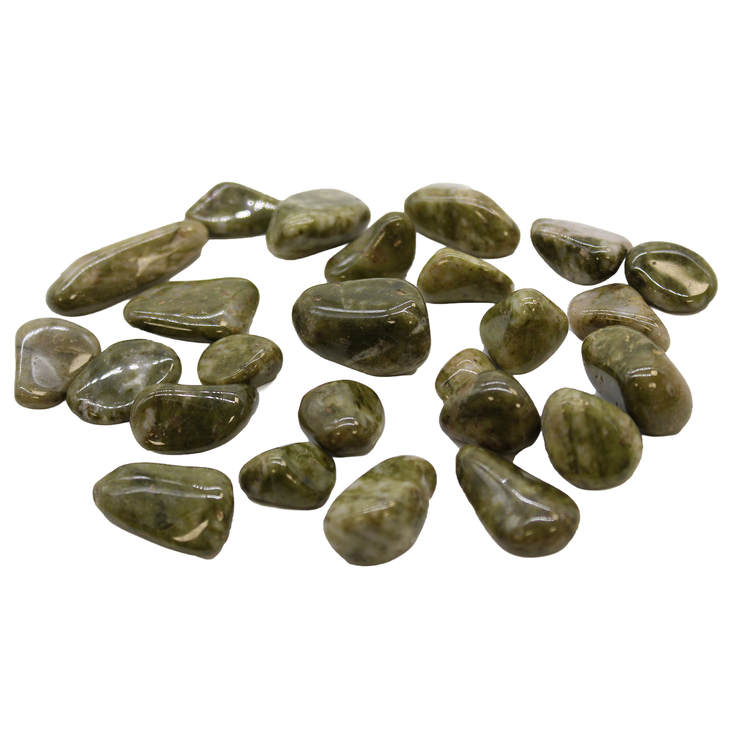 Small African tumble stone – Epidote snowflake