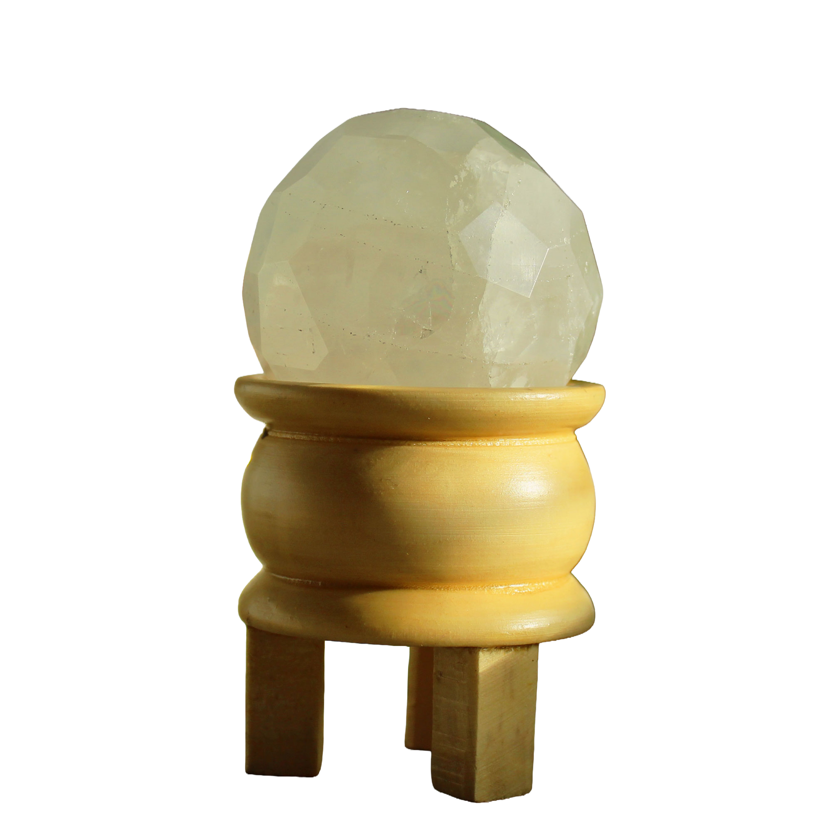Faceted healing ball with stand – Rock quartz