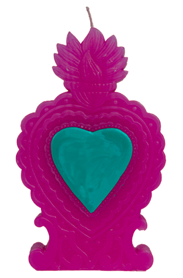 Candle Milagro heart purple