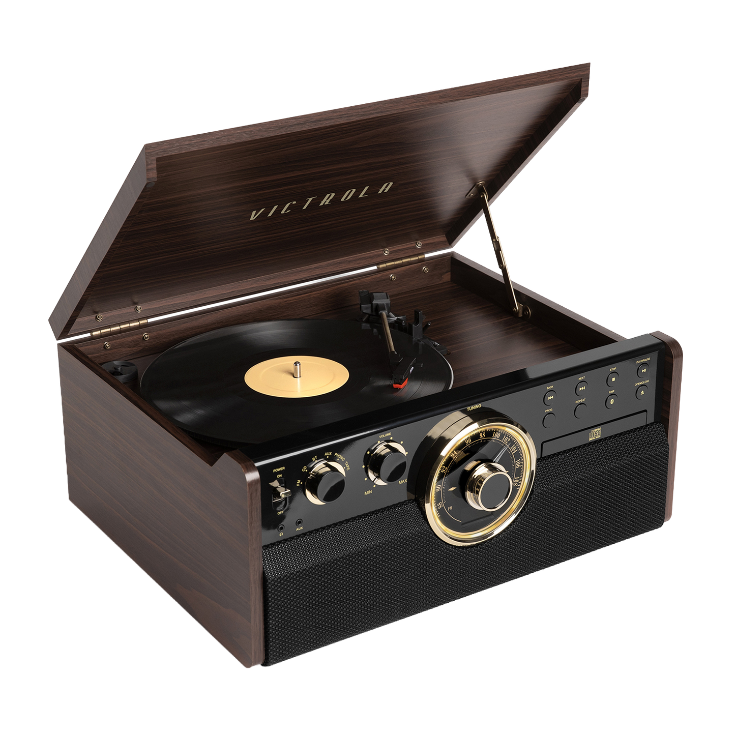 Victrola VTA-270B-ESP 6-in-1 Music Center Turntable – Espresso