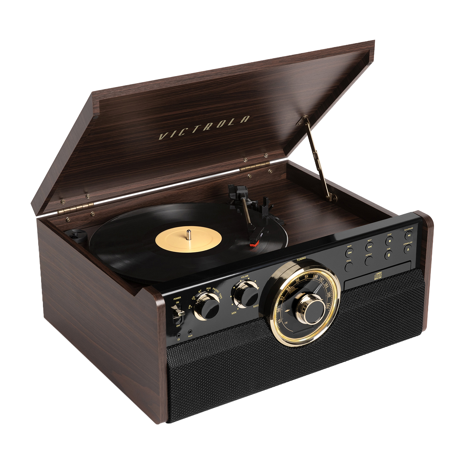 Victrola VTA-270B-ESP 6-in-1 Music Center Turntable – Espresso