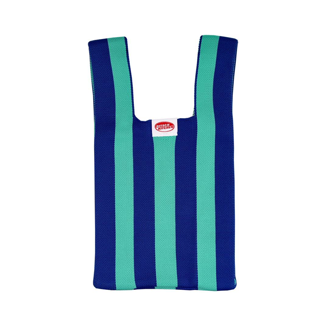 Poppy bag Blue vertical stripes