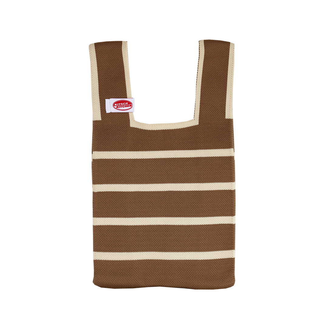 Poppy bag brown / white stripes