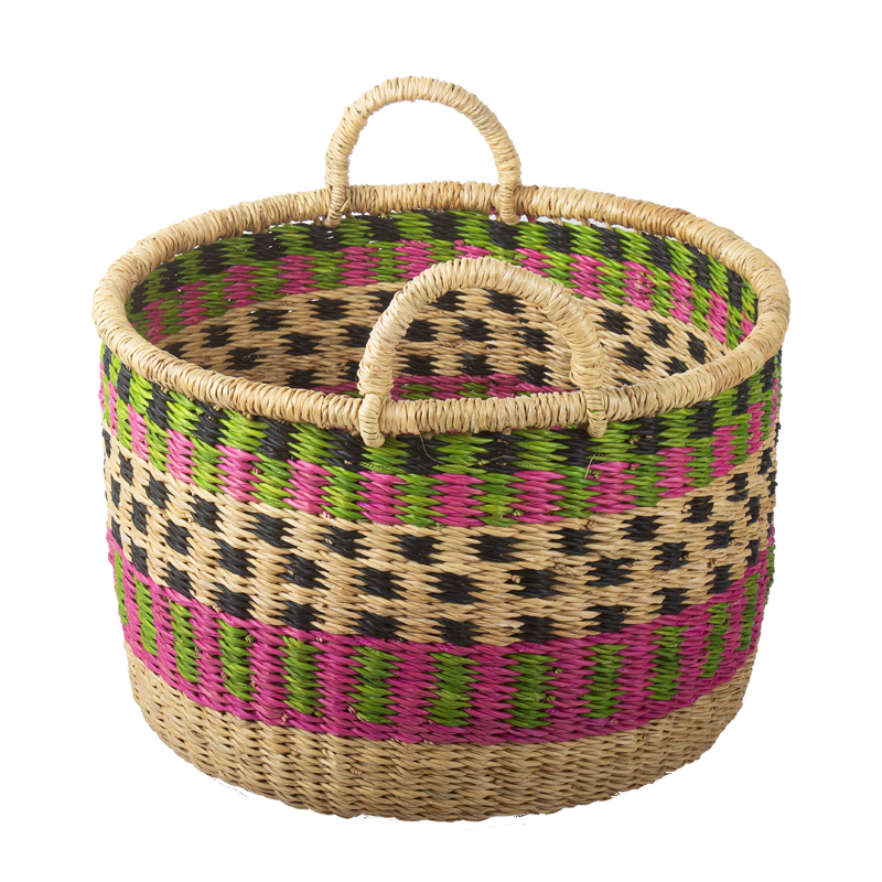 Basket round green pink