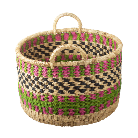 Basket round green pink
