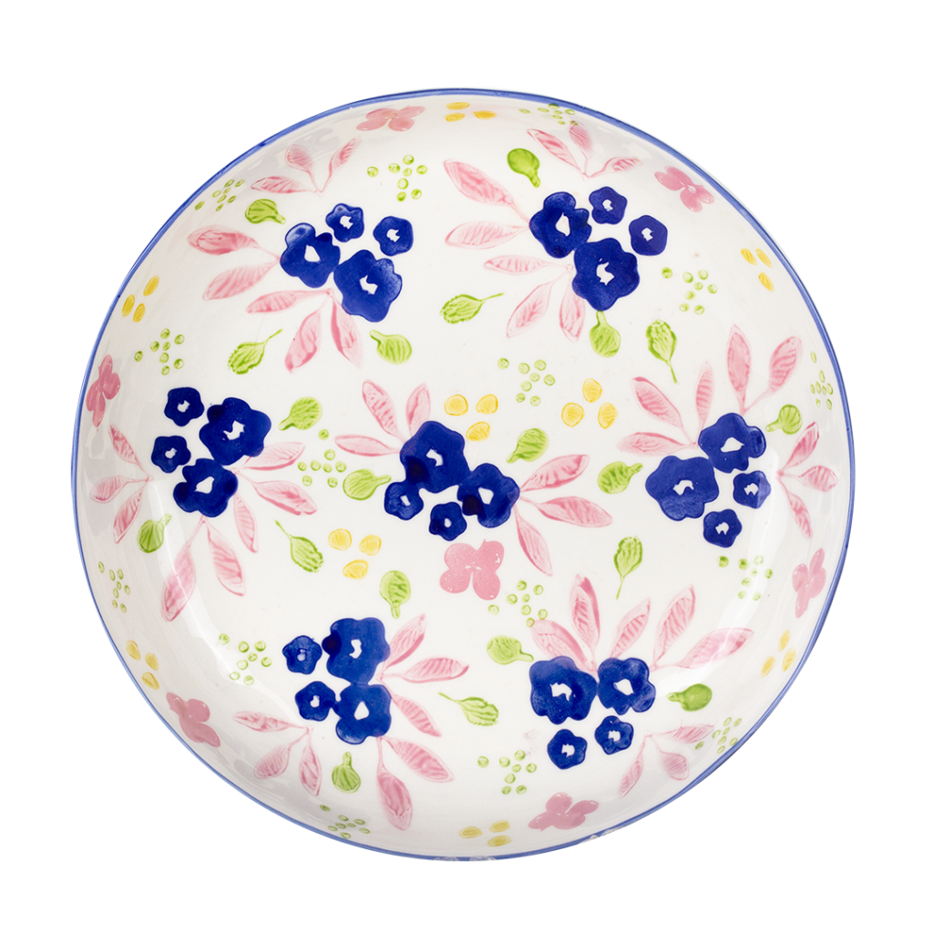 Pasta plate flowers blue 25x25x4.5cm