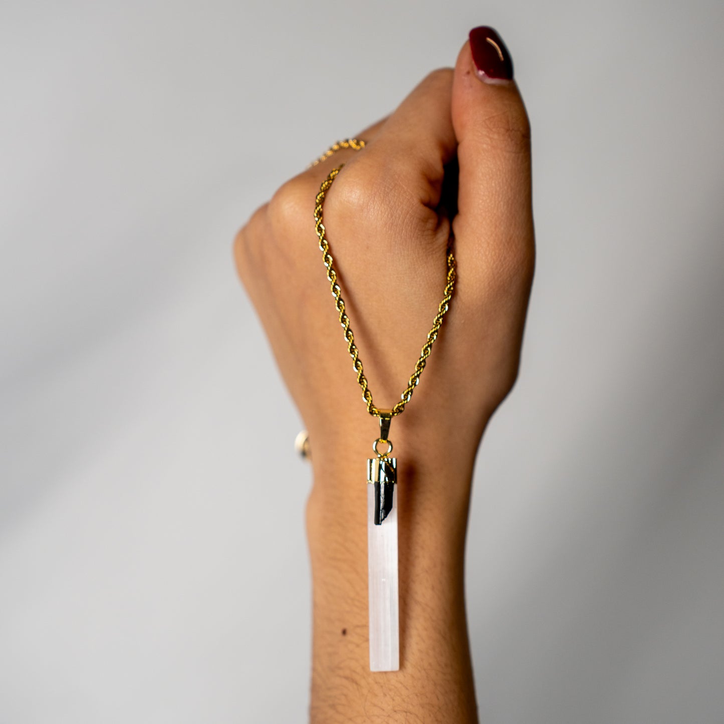 Selenite Black Tourmaline Necklace
