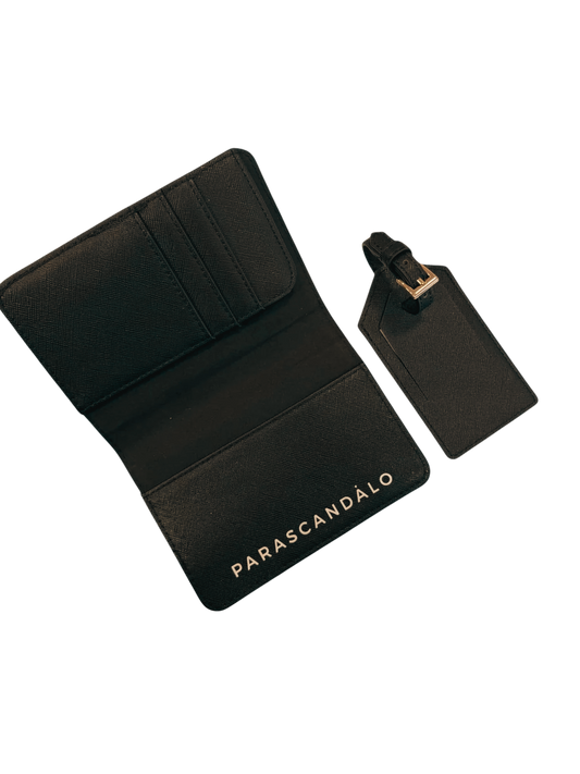 Passport Cover and Luggage Tag Black
