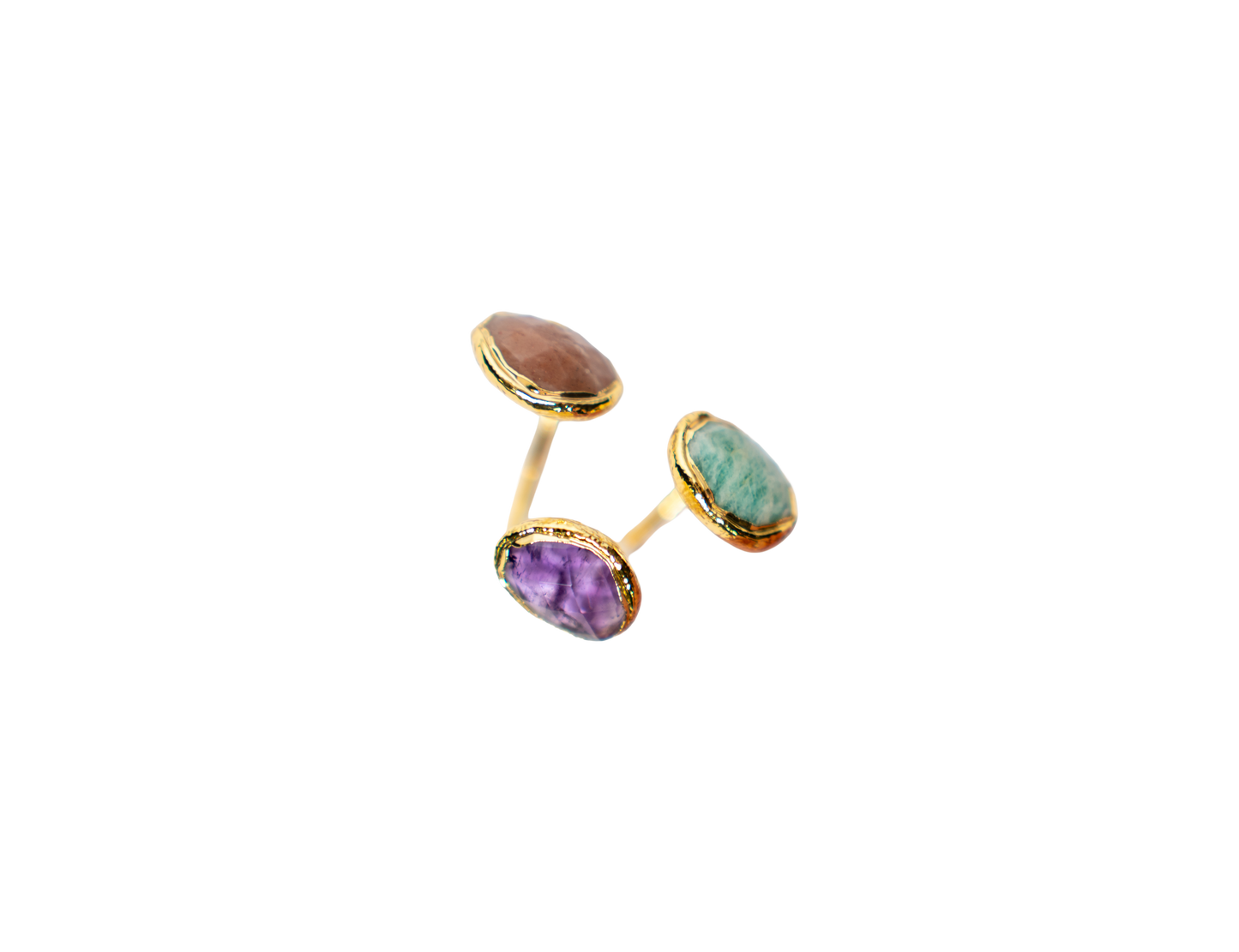 Amazonite Strawberry Quartz Amethyst Ring