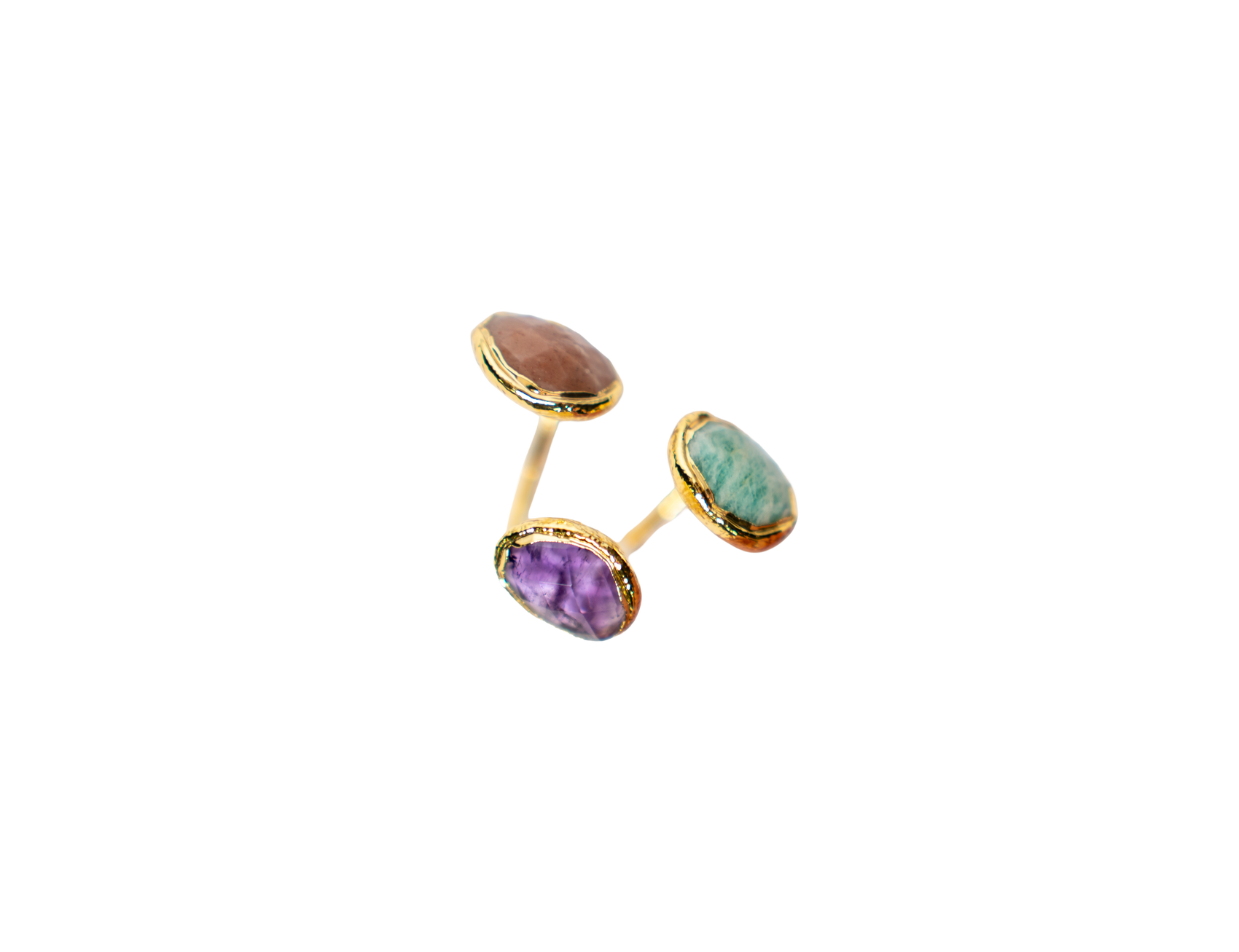 Amazonite Strawberry Quartz Amethyst Ring