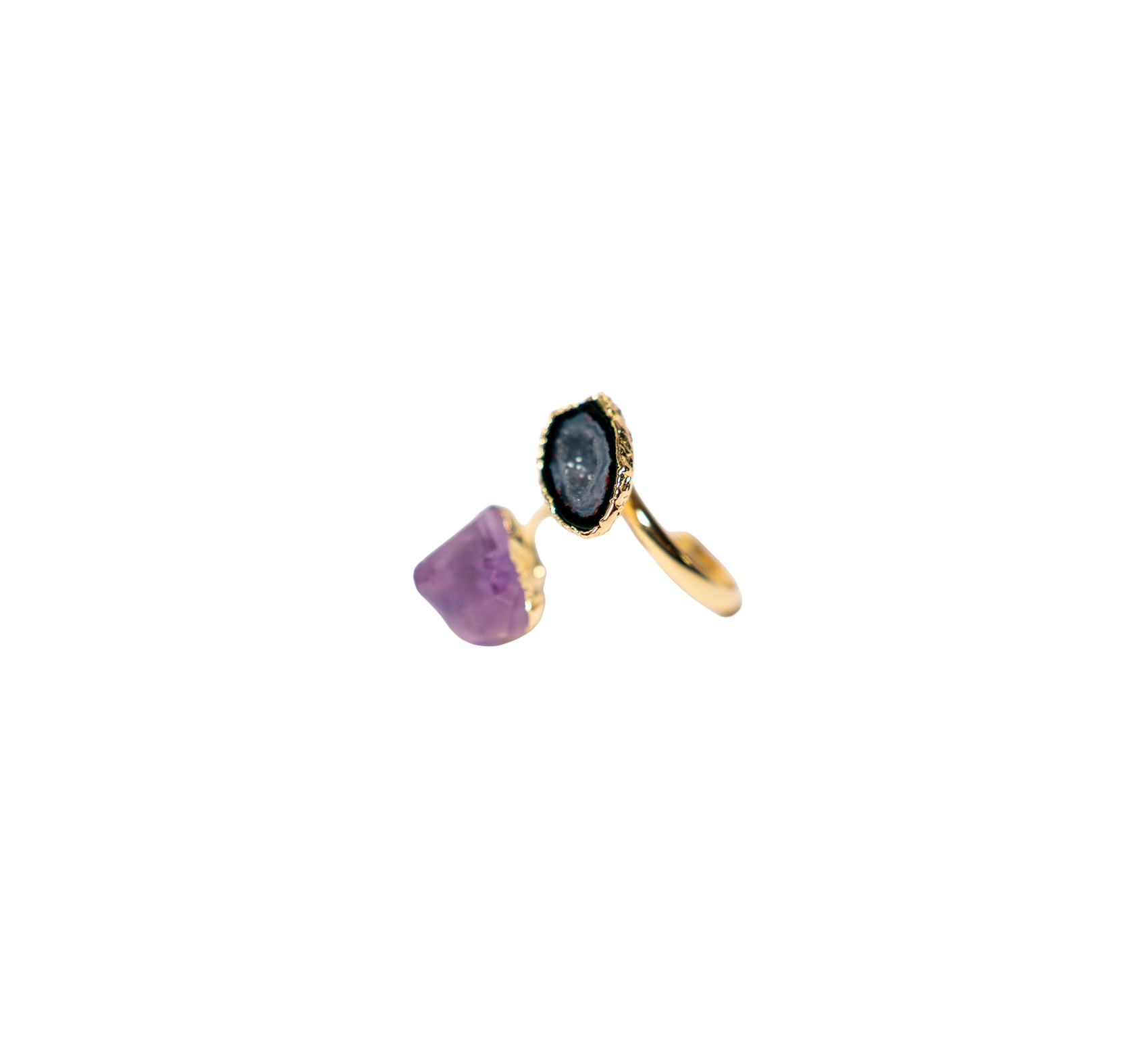 Agate Geode Amethyst Ring