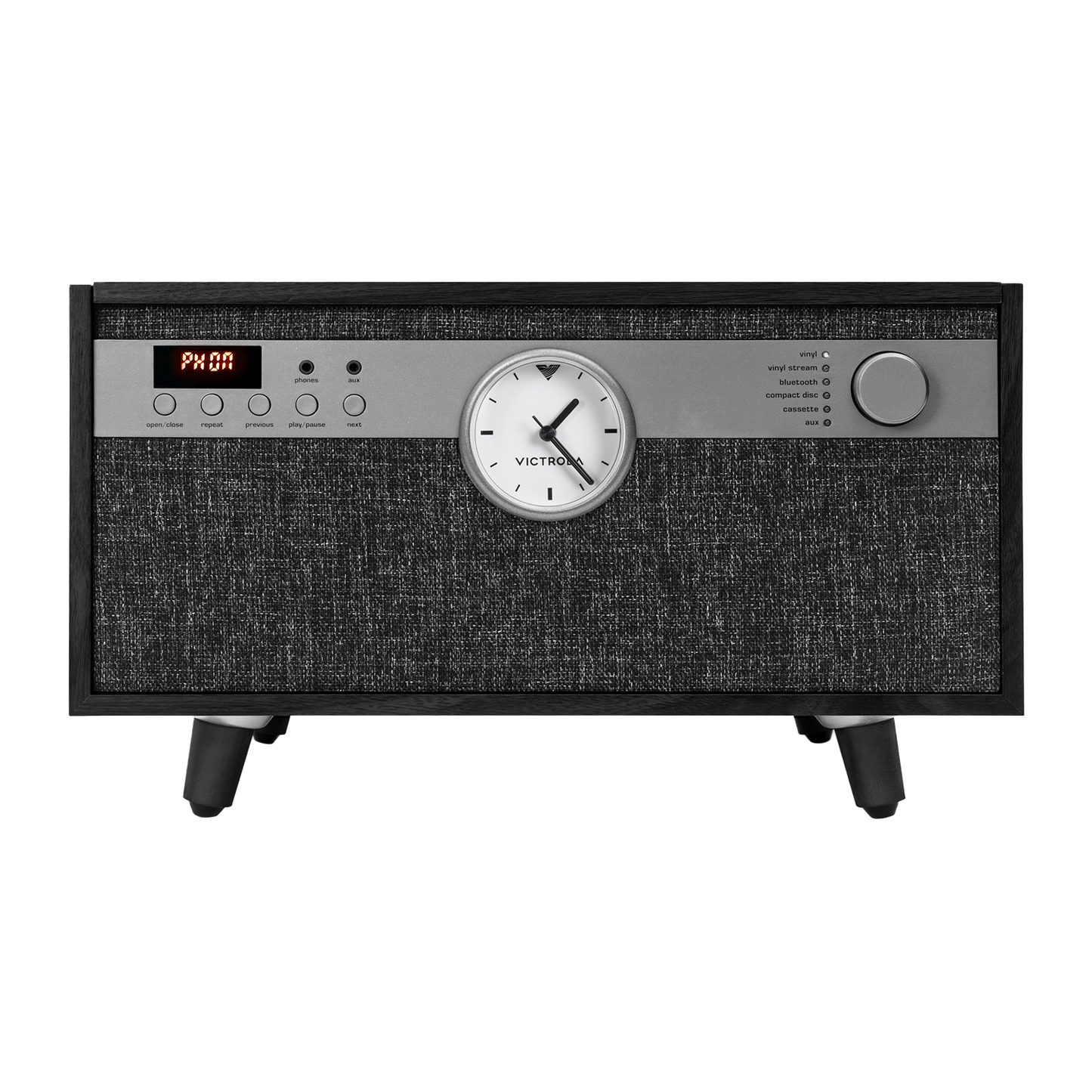 Victrola VTA-830SB Century Music Center with Clock – Black