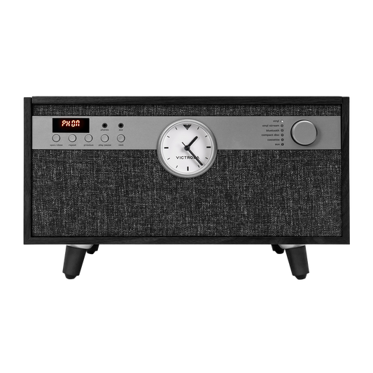 Victrola VTA-830SB Century Music Center with Clock – Black