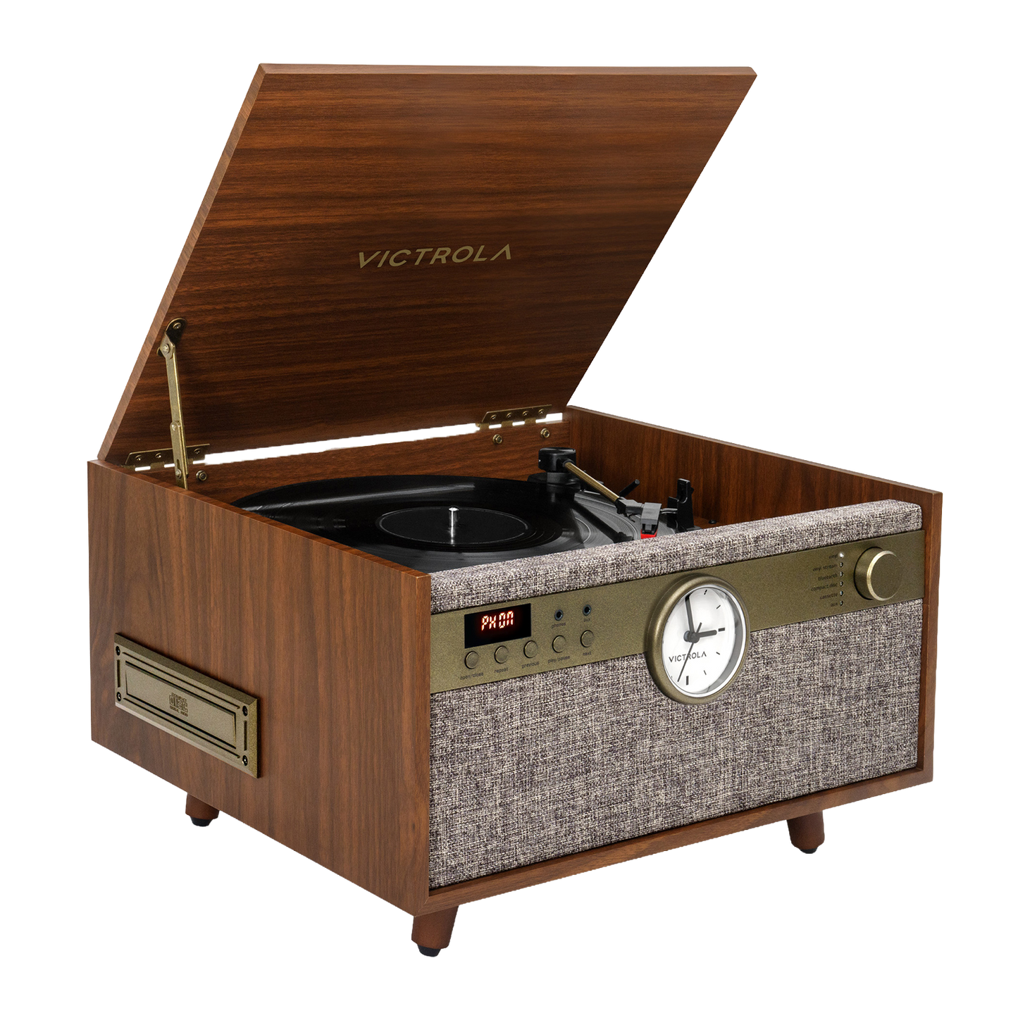 Victrola VTA-830SB Century Music Center with Clock – Walnut