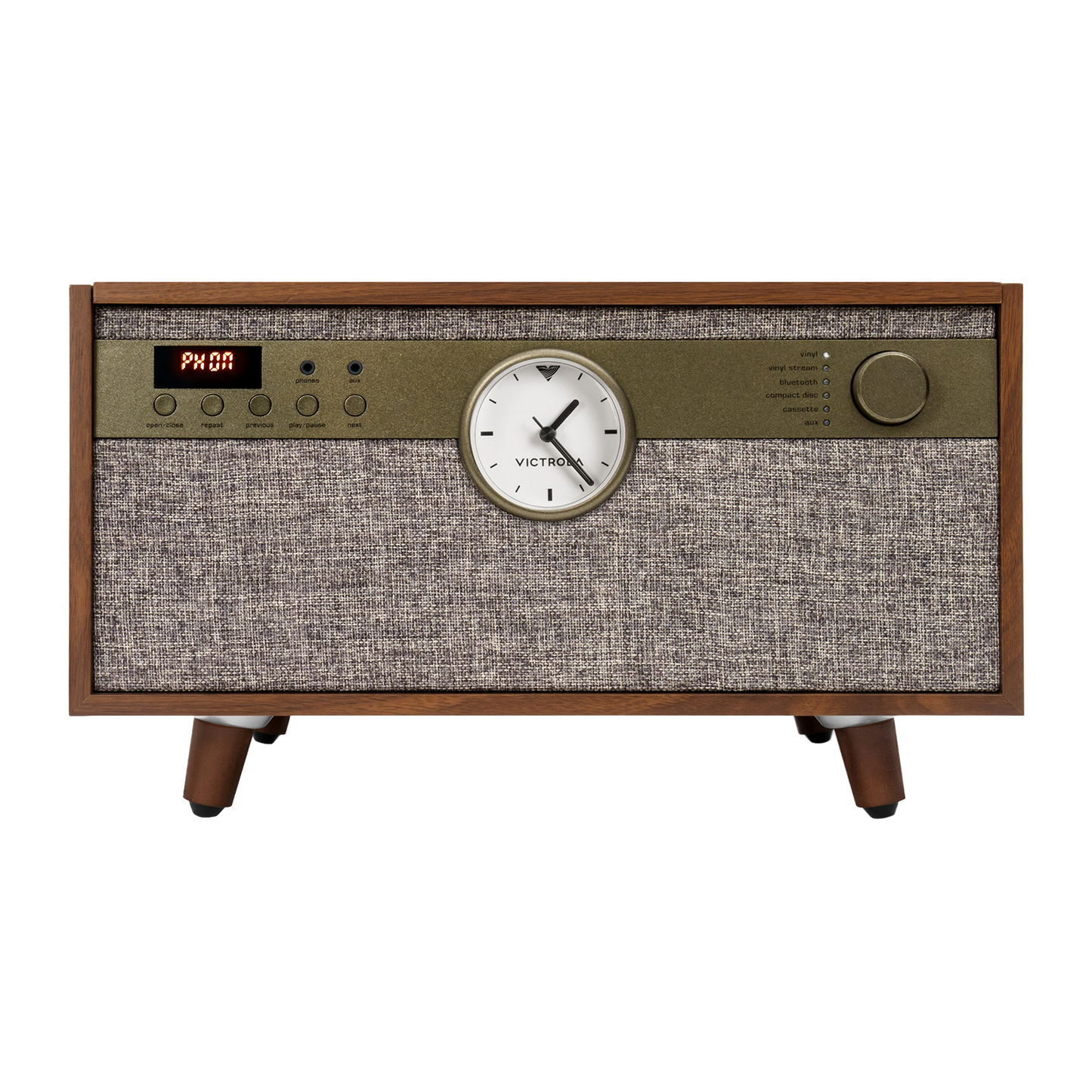Victrola VTA-830SB Century Music Center with Clock – Walnut