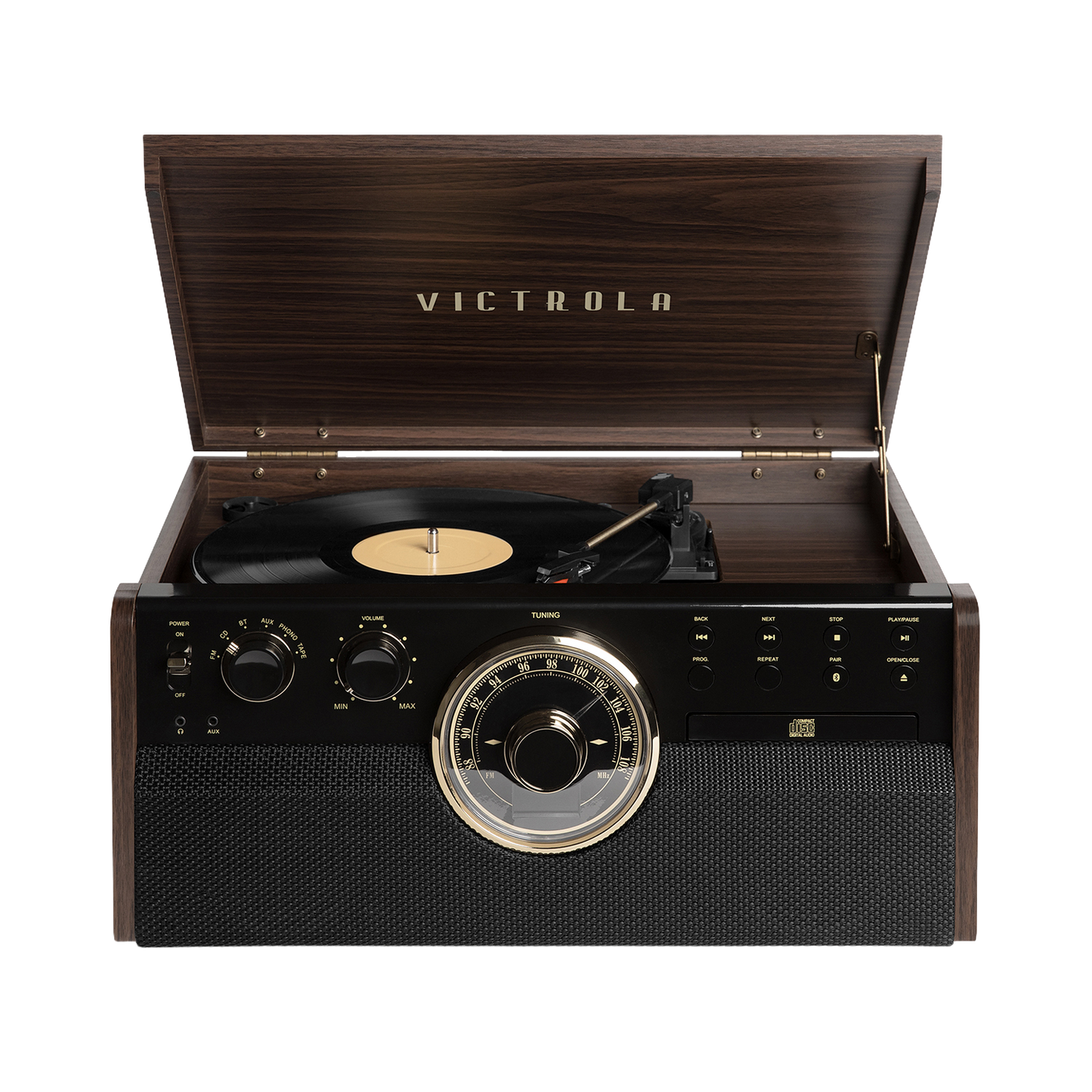 Victrola VTA-270B-ESP 6-in-1 Music Center Turntable – Espresso