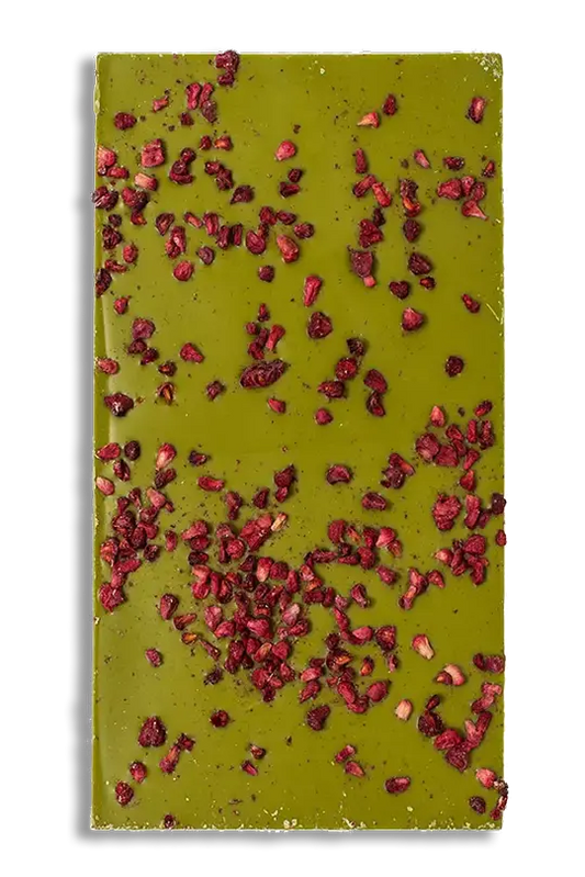 Organic Matcha Chocolate With Raspberries